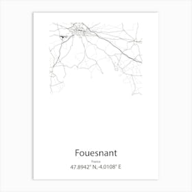 Fouesnant,France Minimalist Map Art Print