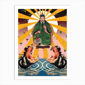 Chinese Emperor with Hippo Art Print