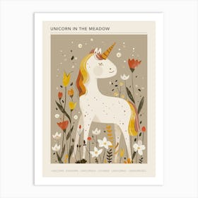 Unicorn In The Meadow Mocha Pastel 2 Poster Art Print