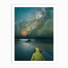 Kyaking With Galaxy Wales Art Print