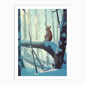 Winter Red Squirrel 2 Illustration Art Print