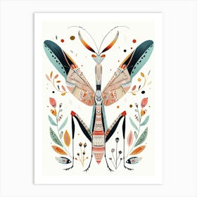 Colourful Insect Illustration Praying Mantis 6 Art Print