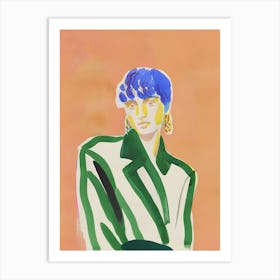 Woman With Blue Hair 2 Art Print