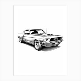 Ford Mustang Line Drawing 22 Art Print