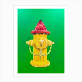 Fire Hydrant As Pop Art On Neon Green Art Print