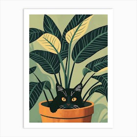 Cat In Pot 1 Art Print