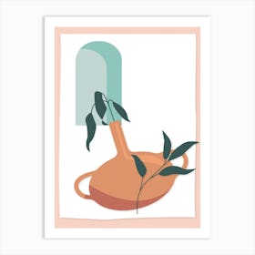 Vase With Leaves Boho Chic Art Print