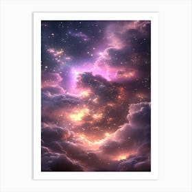 Cloudy Sky With Stars Art Print