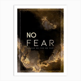 No Fear Gold Star Space Motivational Quote Art Print