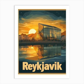 Aihrgdesign A Mid Century Modern Travel Poster For Reykjavik 1 Art Print