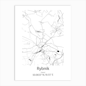 Rybnik,Poland Minimalist Map Art Print