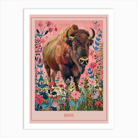 Floral Animal Painting Bison 3 Poster Art Print