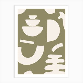 Abstract Shapes - Olive Green Art Print