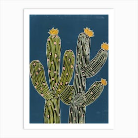 Queen Of The Night Cactus Minimalist Block Print 2 Art Print