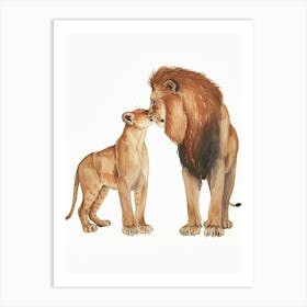 African Lion Mating Rituals Clipart 3 Art Print