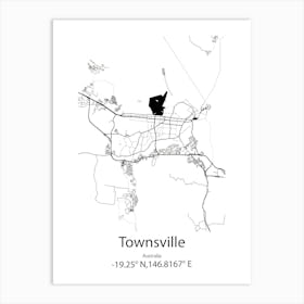 Townsville,Australia Minimalist Map Art Print