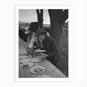 Covering A Plate Of Barbecue Sandwiches With Another Plate To Protect The Food From The Rain, Labor Day At Art Print