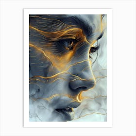 Abstract Of A Woman'S Face Extraordinary femininity woven with threads of gold 2 Art Print