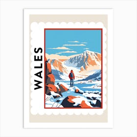 Retro Winter Stamp Poster Snowdonia United Kingdom 3 Art Print