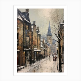 Vintage Winter Painting Edinburgh Scotland 2 Art Print