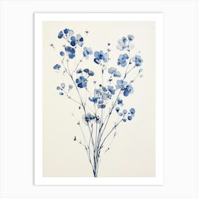 Blue Botanical Gypsophila Babys Breath 2 Art Print