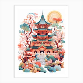 Ninna Ji Temple Japan Modern Illustration  Art Print