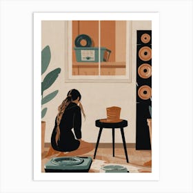 Illustration Of A Girl In A Room Art Print