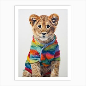 Baby Animal Wearing Sweater Lion 3 Art Print