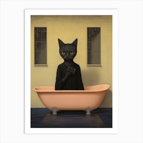 Cat In The Bath Art Print