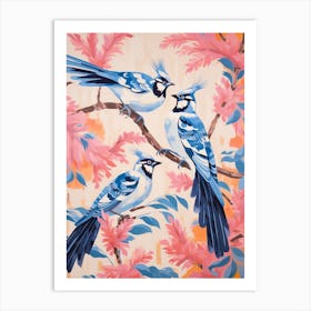 Vintage Japanese Inspired Bird Print Blue Jay 2 Art Print