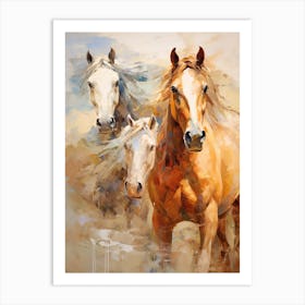 Horses Painting In Montana, Usa 4 Art Print