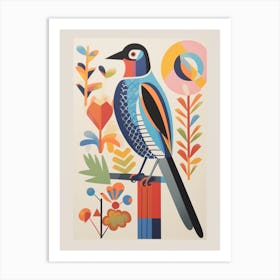 Colourful Scandi Bird Falcon 4 Art Print