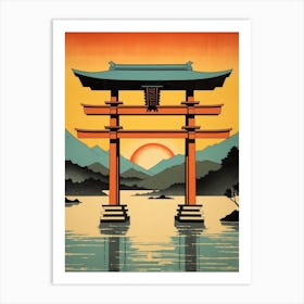 Itsukushima Shrine, Japan Vintage Travel Art 4 Art Print