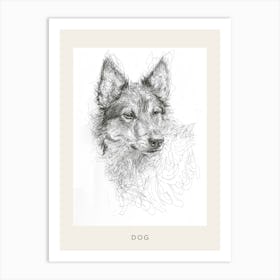 Furry Wire Haired Dog Line Sketch 3 Poster Art Print
