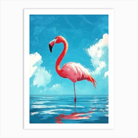 Flamigo Standing On The Sea Against Summer Blue Sky Art Print