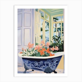 A Bathtube Full Of Columbine In A Bathroom 1 Art Print