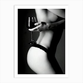 Bikini Woman Holding Glass Of Wine Art Print