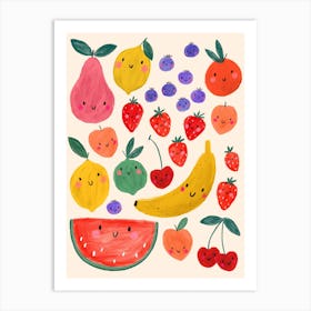 Happy Fruit Salad Art Print