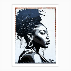 Graffiti Mural Of Beautiful Black Woman 56 Art Print