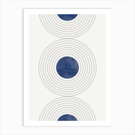 Retro, Blue Circles Art Print