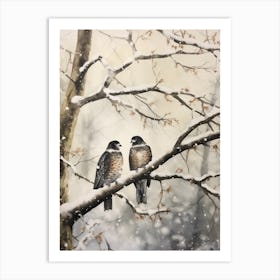 Winter Watercolour Falcon 1 Art Print