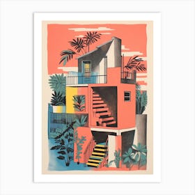 A House In Rio De Janeiro, Abstract Risograph Style 2 Art Print