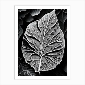 Marshmallow Leaf Linocut 4 Art Print