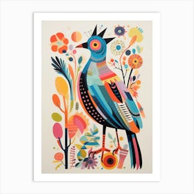 Colourful Scandi Bird Chicken 1 Art Print