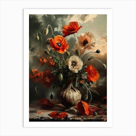 Baroque Floral Still Life Poppy 4 Art Print