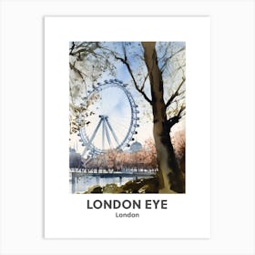 London Eye, London 4 Watercolour Travel Poster Art Print