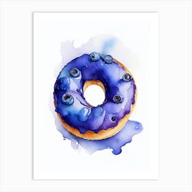 Blueberry Donut Cute Neon 1 Art Print