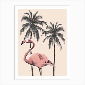 Jamess Flamingo And Palm Trees Minimalist Illustration 3 Art Print