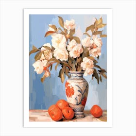 Camellia Flower And Peaches Still Life Painting 3 Dreamy Art Print