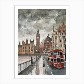 Grey Brushstrokes Of London Art Print